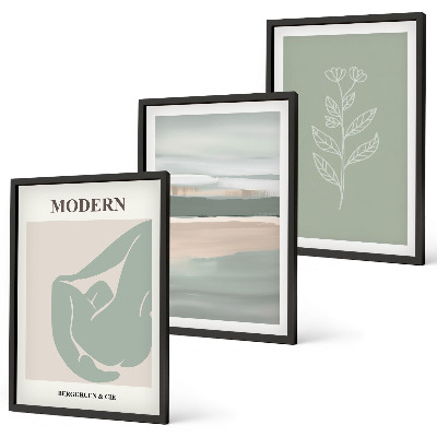 Set tablouri pentru dormitor Forme abstracte de plante pastelate