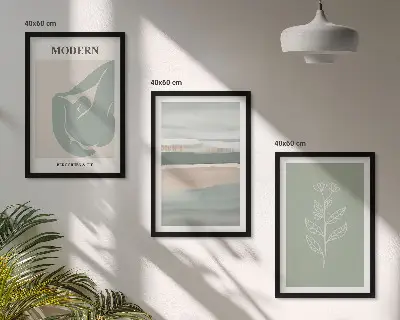 Set de tablouri pentru dormitor cu forme abstracte de plante în nuanțe pastelate
