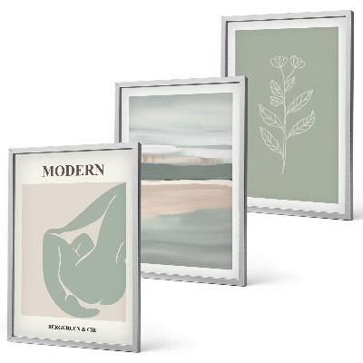 Set tablouri pentru dormitor Forme abstracte de plante pastelate