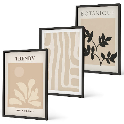 Set tablouri pentru dormitor Modele elegante de plante bej negru
