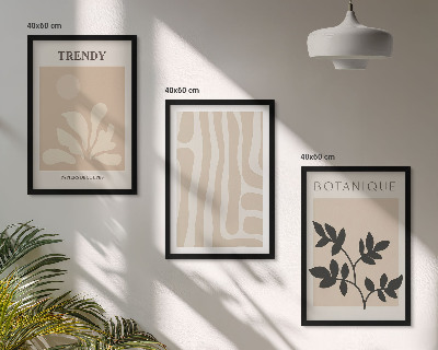 Set tablouri pentru dormitor Modele elegante de plante bej negru