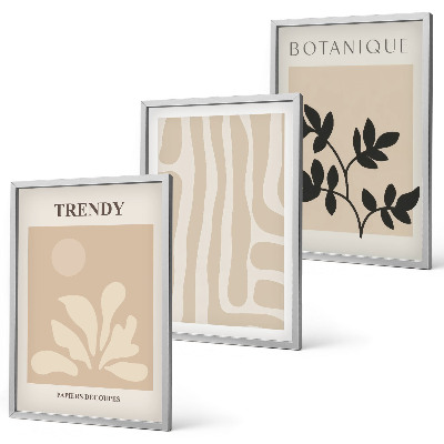 Set tablouri pentru dormitor Modele elegante de plante bej negru