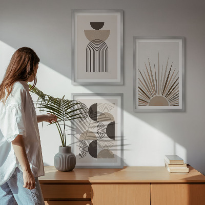 Set tablouri decorative Forme abstracte bej maro