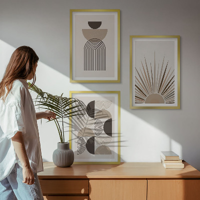 Set tablouri decorative Forme abstracte bej maro