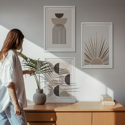 Set tablouri decorative Forme abstracte bej maro