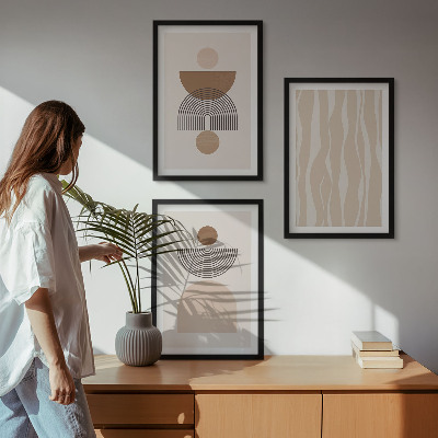 Set tablouri pentru dormitor Forme abstracte maro bej
