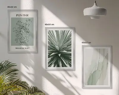 Set tablouri pentru dormitor cu modele de plante în verde