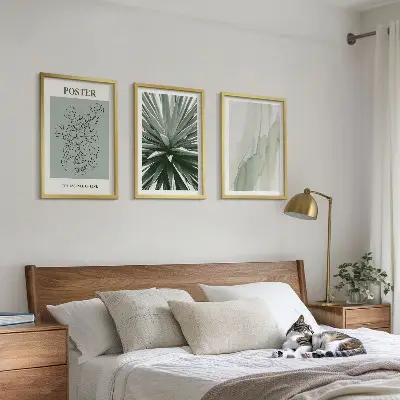 Set tablouri pentru dormitor cu modele de plante în verde