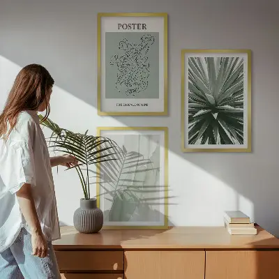 Set tablouri pentru dormitor cu modele de plante în verde