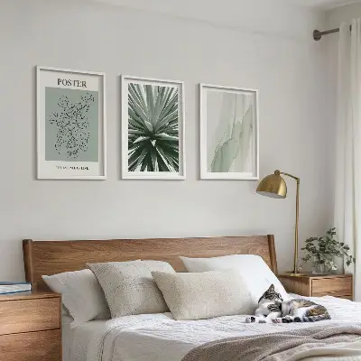 Set tablouri pentru dormitor cu modele de plante în verde