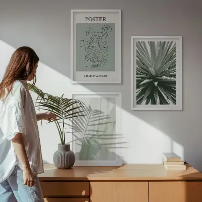 Set tablouri pentru dormitor cu modele de plante în verde
