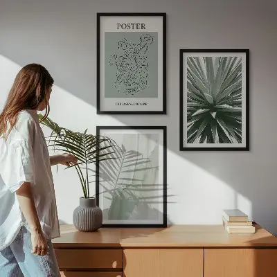 Set tablouri pentru dormitor cu modele de plante în verde