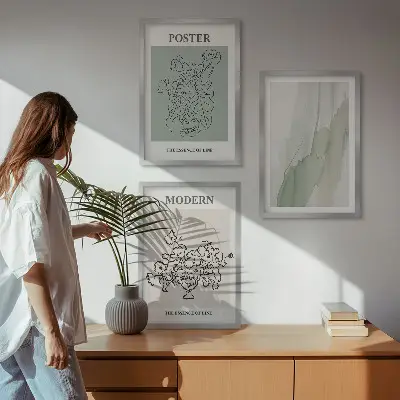 Set tablouri decorative cu model flori într-o vază modernă