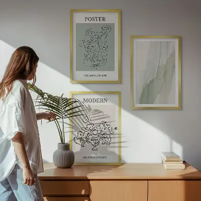 Set tablouri decorative cu model flori într-o vază modernă