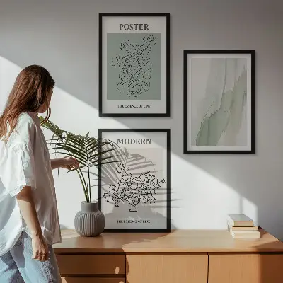 Set tablouri decorative cu model flori într-o vază modernă