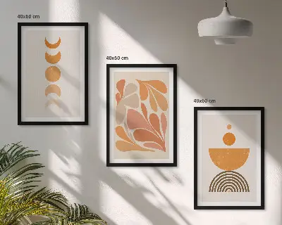 Set tablouri pentru dormitor cu forme portocalii abstracte