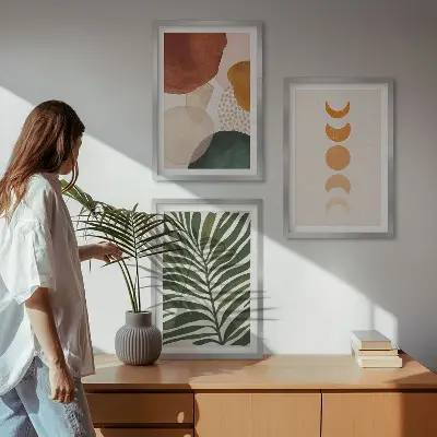 Set tablouri pentru dormitor cu forme abstracte de frunze