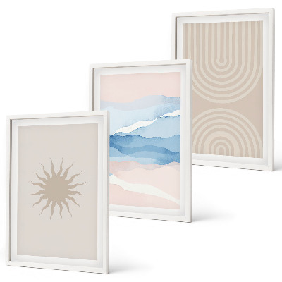 Set tablouri pentru dormitor Valuri de soare linii abstracte pastel