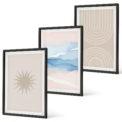 Set de tablouri pentru dormitor cu model abstract cu valuri de soare în nuanțe pastel