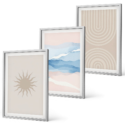 Set tablouri pentru dormitor Valuri de soare linii abstracte pastel