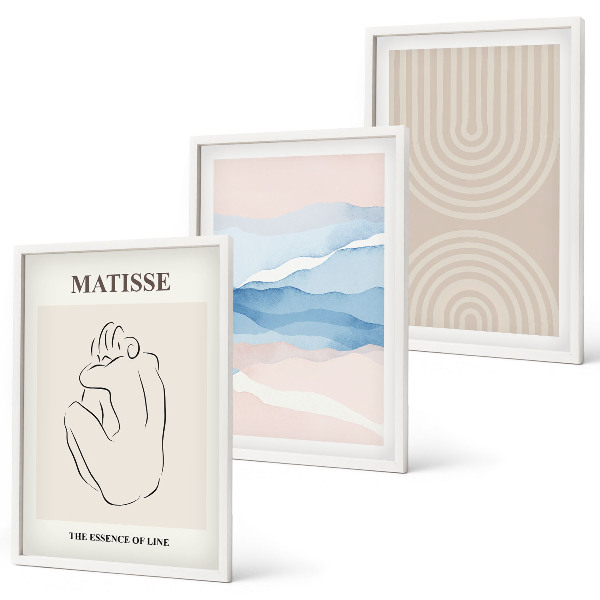 Set tablouri decorative Linii valuri minimalism pastel