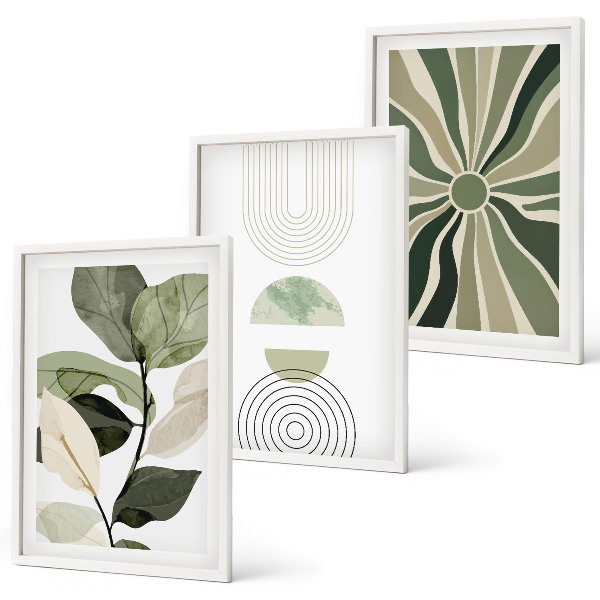 Set tablouri decorative Motive vegetale, geometrie, verdeață