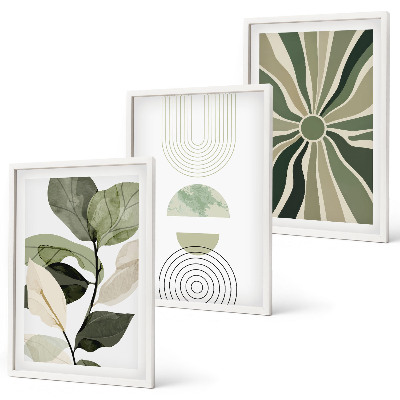Set tablouri decorative Motive vegetale, geometrie, verdeață