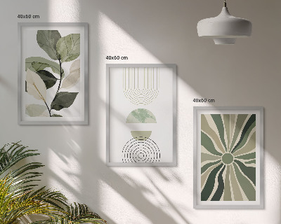 Set tablouri decorative Motive vegetale, geometrie, verdeață