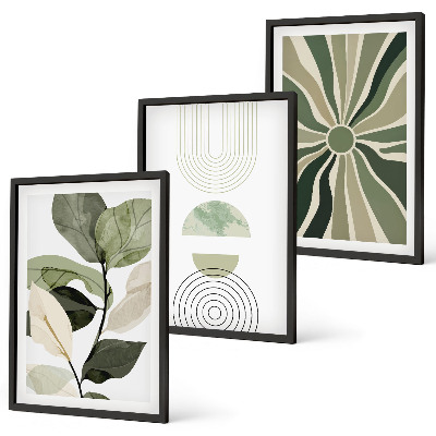 Set tablouri decorative Motive vegetale, geometrie, verdeață