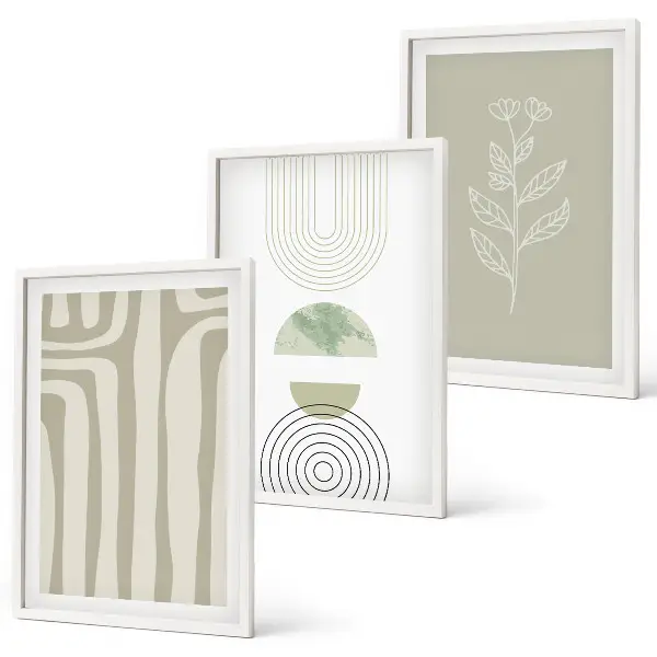Set tablouri pentru dormitor cu modele geometrice de plante