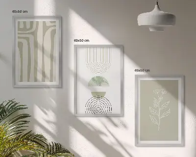 Set tablouri pentru dormitor cu modele geometrice de plante