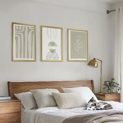 Set tablouri pentru dormitor cu modele geometrice de plante