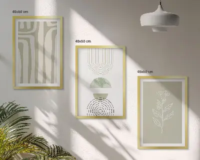 Set tablouri pentru dormitor cu modele geometrice de plante