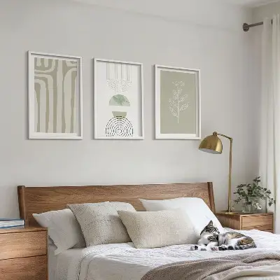 Set tablouri pentru dormitor cu modele geometrice de plante