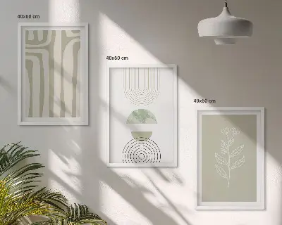 Set tablouri pentru dormitor cu modele geometrice de plante