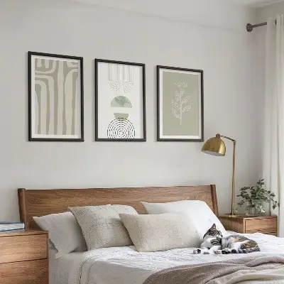 Set tablouri pentru dormitor cu modele geometrice de plante