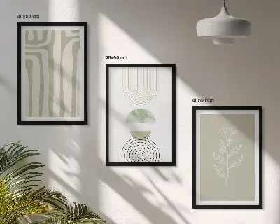Set tablouri pentru dormitor cu modele geometrice de plante