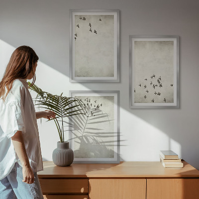 Set tablouri pentru dormitor Pictură minimalistă cu păsări