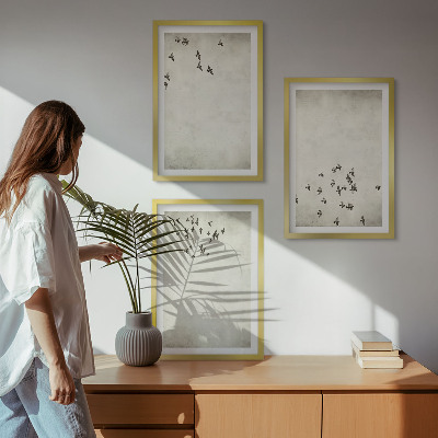 Set tablouri pentru dormitor Pictură minimalistă cu păsări