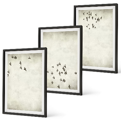Set tablouri pentru dormitor Pictură minimalistă cu păsări