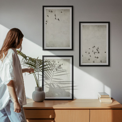 Set tablouri pentru dormitor Pictură minimalistă cu păsări