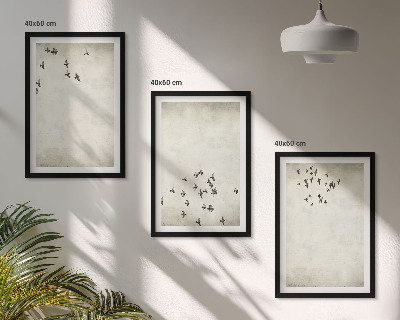 Set tablouri pentru dormitor Pictură minimalistă cu păsări