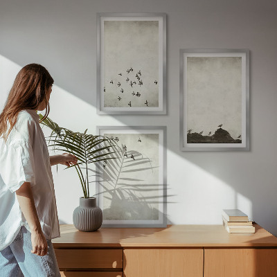 Set tablouri pentru dormitor Păsări în zbor în stil minimalist