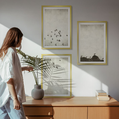 Set tablouri pentru dormitor Păsări în zbor în stil minimalist