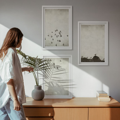Set tablouri pentru dormitor Păsări în zbor în stil minimalist