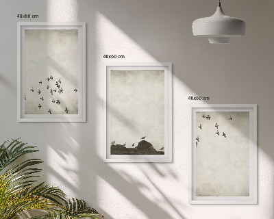 Set tablouri pentru dormitor Păsări în zbor în stil minimalist