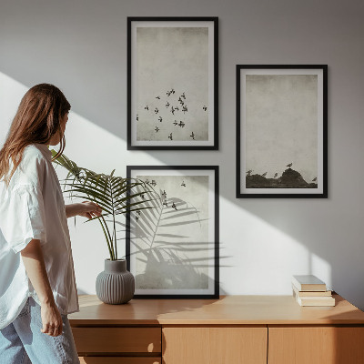 Set tablouri pentru dormitor Păsări în zbor în stil minimalist