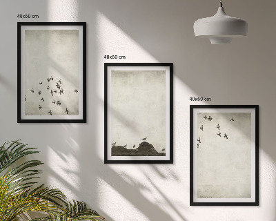 Set tablouri pentru dormitor Păsări în zbor în stil minimalist