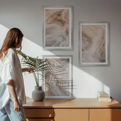 Set tablouri pentru dormitor cu texturi abstracte din marmură