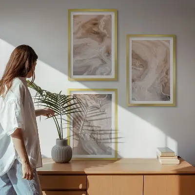Set tablouri pentru dormitor cu texturi abstracte din marmură